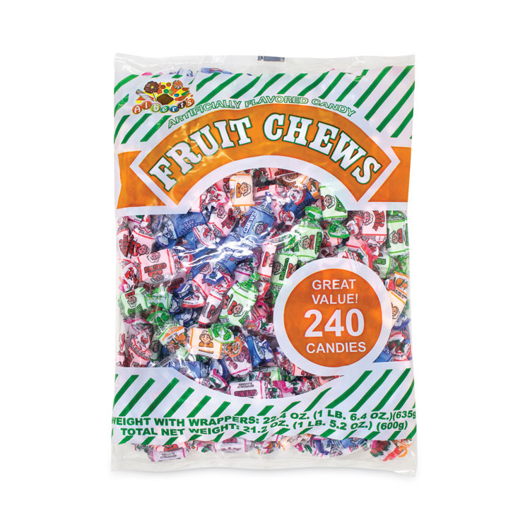 ROYAL WHOLESALE CANDY Albert's® 20901227 Assorted Fruit Chews, 1.5 lb Bag, Approx. 240 Pieces