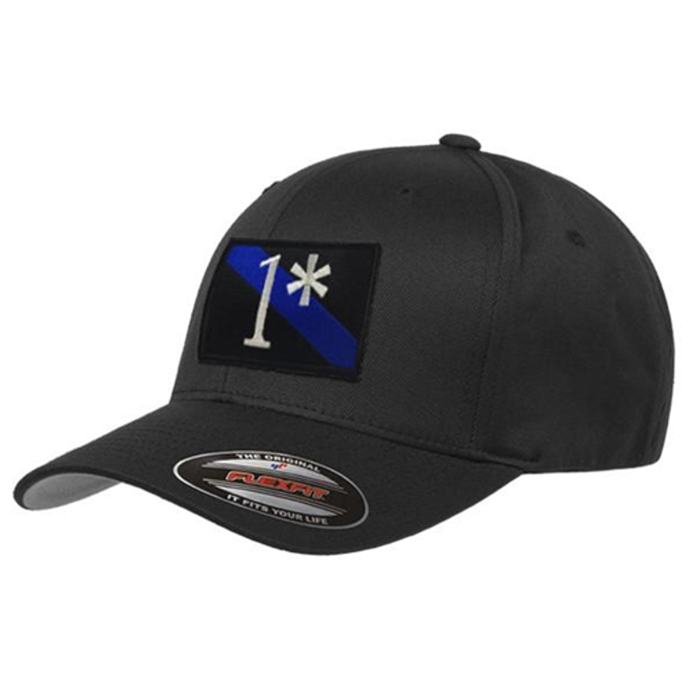 Thin Blue Line FLEX-AST-BLACK-XXL FlexFit Hat - 1* Asterisk Thin Blue Line