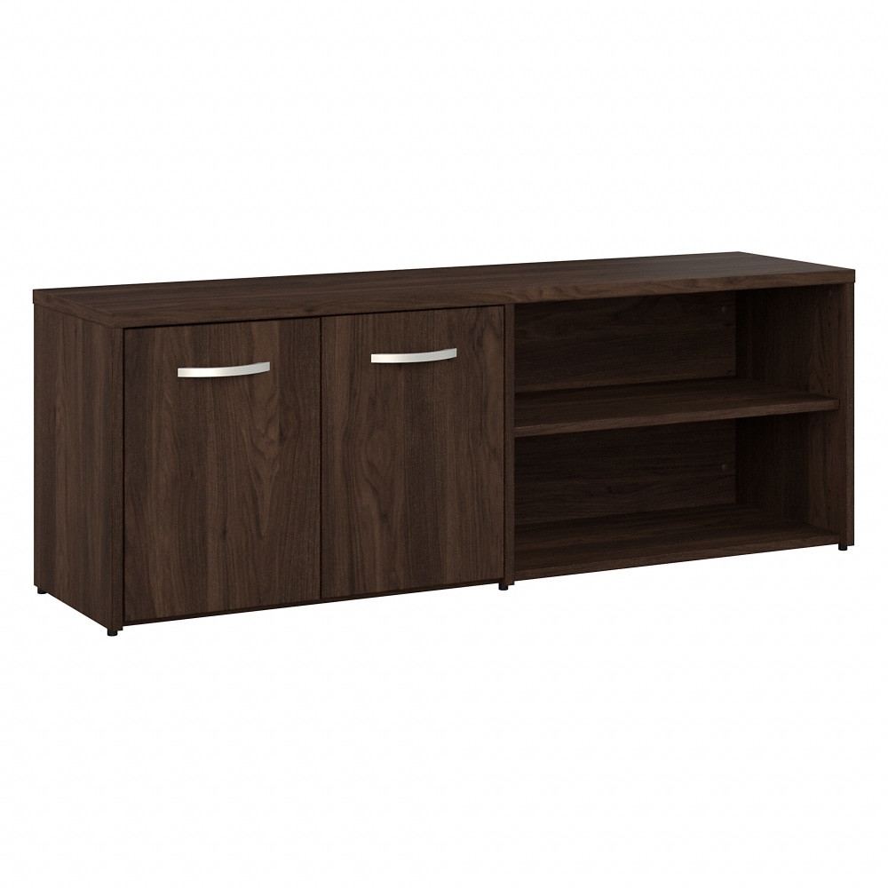 BUSH INDUSTRIES INC. HYS160BW-Z Bush Business Furniture Hybrid Low Storage Cabinet With Doors And Shelves, 21-1/4inH x 59-3/16inW x 15-3/4inD, Black Walnut, Standard Delivery