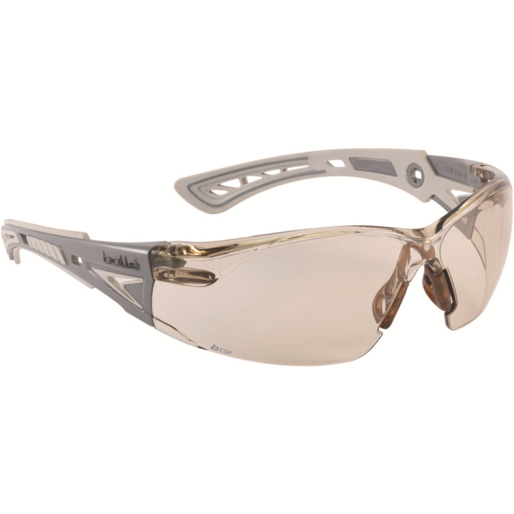 Bolle 40294 RUSH+ SAFETY SPECTACLES PC CSP BROWN PLATINUM PC TPR RIMLESS