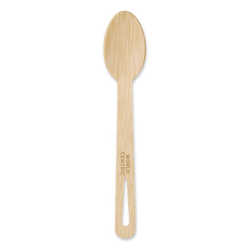 WORLD CENTRIC SPBB67 Bamboo Cutlery, Spoon, Paper, Natural, 2,000/Carton