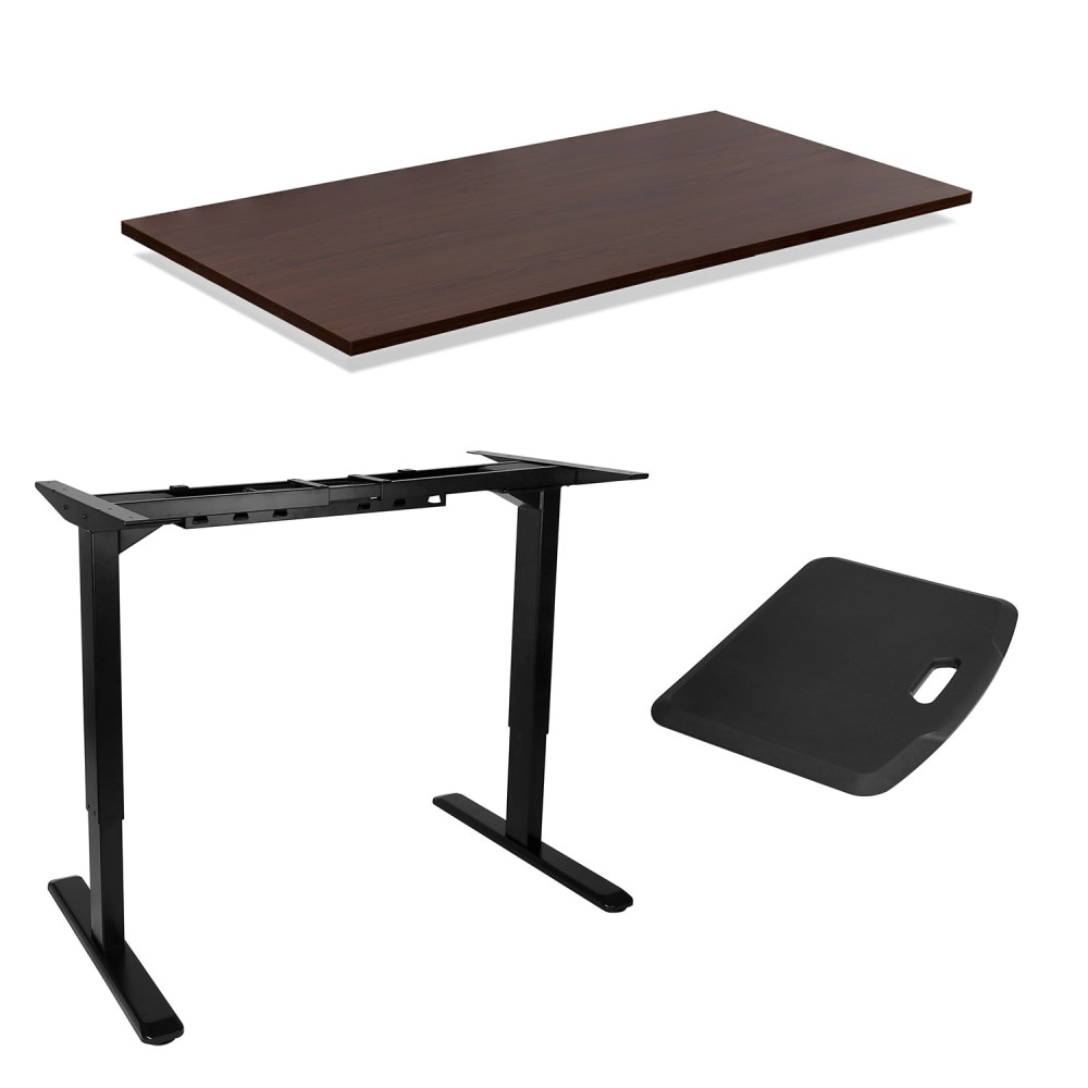 TRANSFORM PARTNERS LLC MI-STP102 Mount-It! MI-STP102 Electric 24inW Executive Standing Desk With Anti-Fatigue Mat, Nut Brown/Black