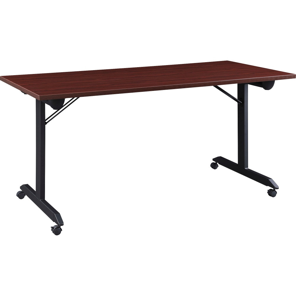 SP RICHARDS LLR60740 Lorell Mobile Folding Training Table, 29-1/2inH x 63inW x 29-1/2inD, Black/Brown