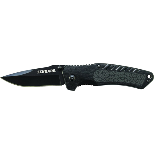 Schrade SCH206 Drop Point 8Cr13MoV High Carbon Stainless Steel Blade. Aluminum Handle w/Rubber Insert. Liner Lock.