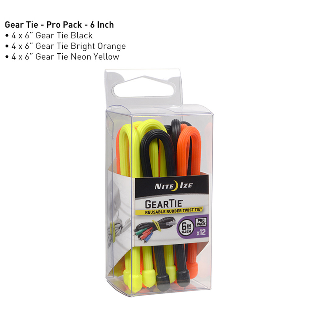 Nite-Ize GTPP6-A1-R8 Gear Tie ProPack 6 - 12 Pack - Assorted Colors