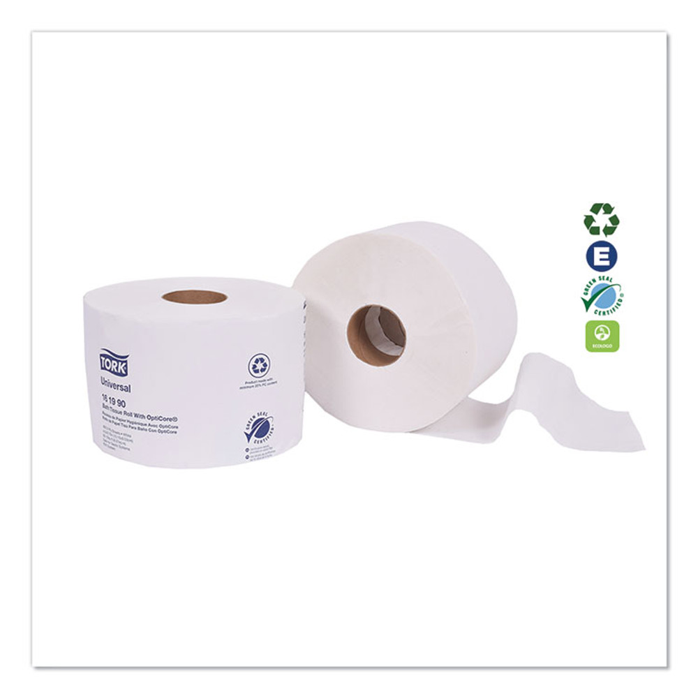 SCA TISSUE Tork® 161990 Universal Bath Tissue Roll with OptiCore, Septic Safe, 2-Ply, White, 865 Sheets/Roll, 36 Rolls/Carton