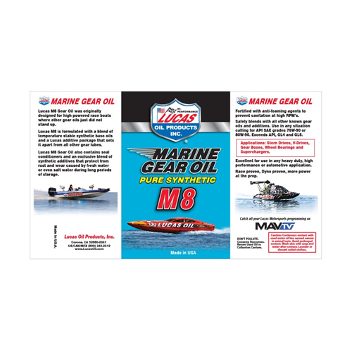 Lucas Oil 10664 Marine Gear Oil Synthetic SAE 75W-90 M8