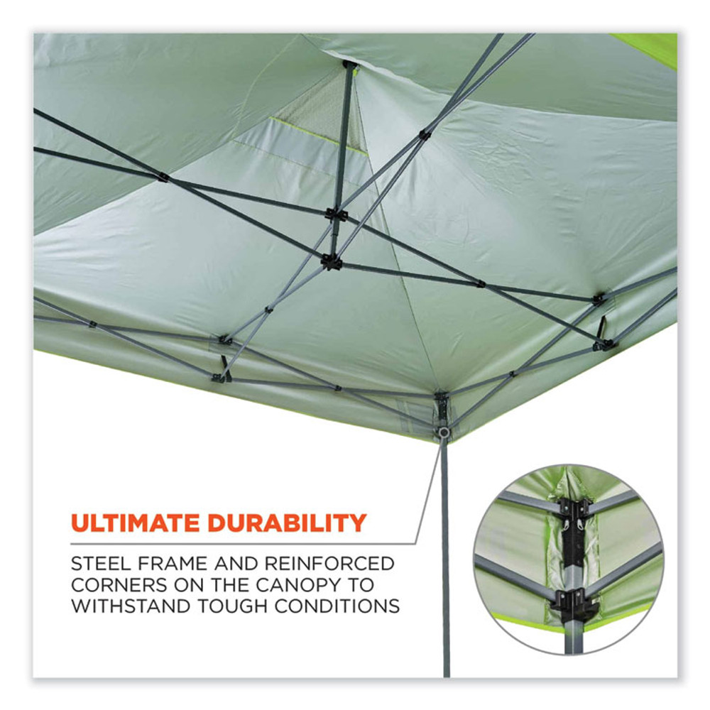 TENACIOUS HOLDINGS, INC. ergodyne® 12900 Shax 6000 Heavy-Duty Pop-Up Tent, Single Skin, 10 ft x 10 ft, Polyester/Steel, Lime