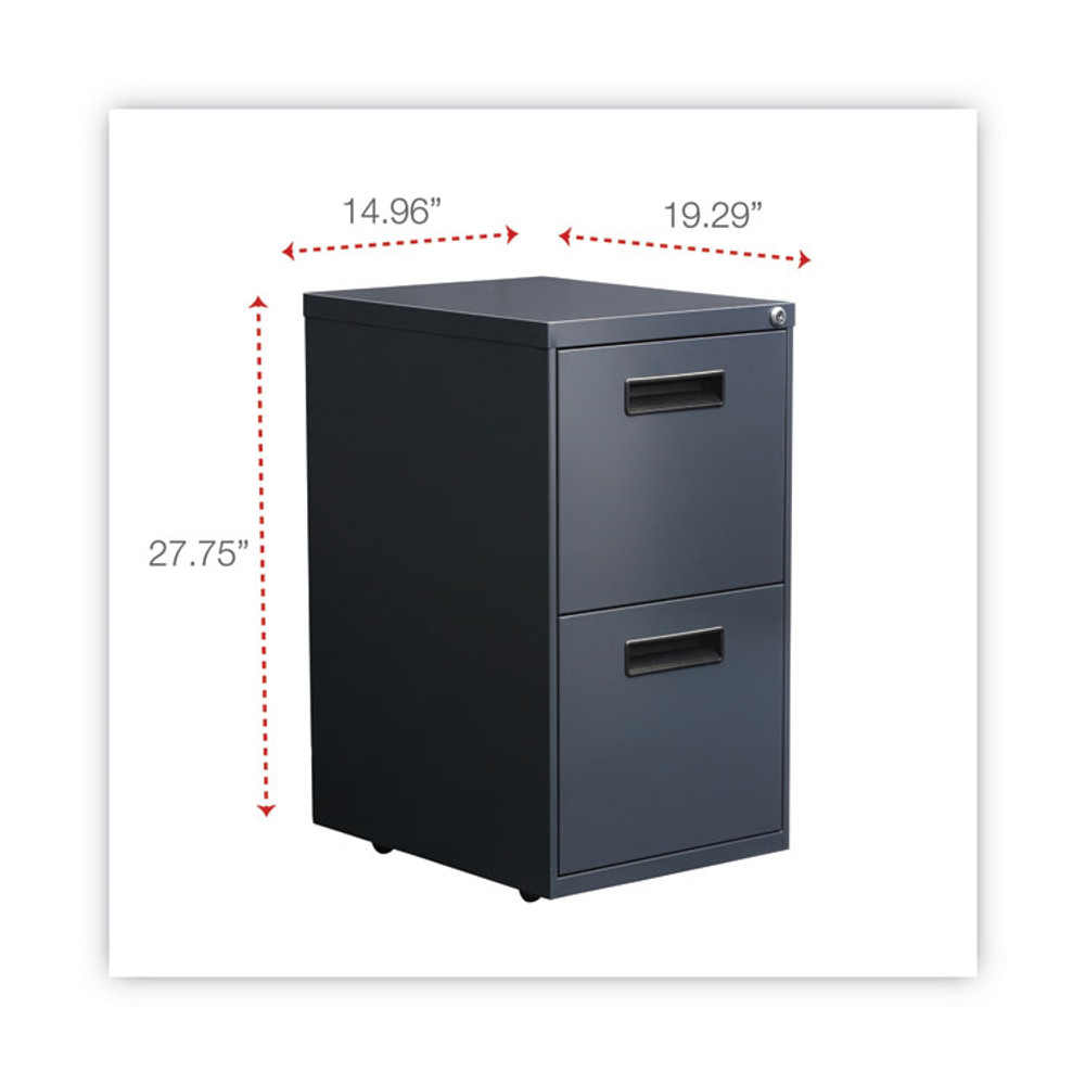 ALERA PAFFCH File Pedestal, Left or Right, 2 Legal/Letter-Size File Drawers, Charcoal, 14.96" x 19.29" x 27.75"