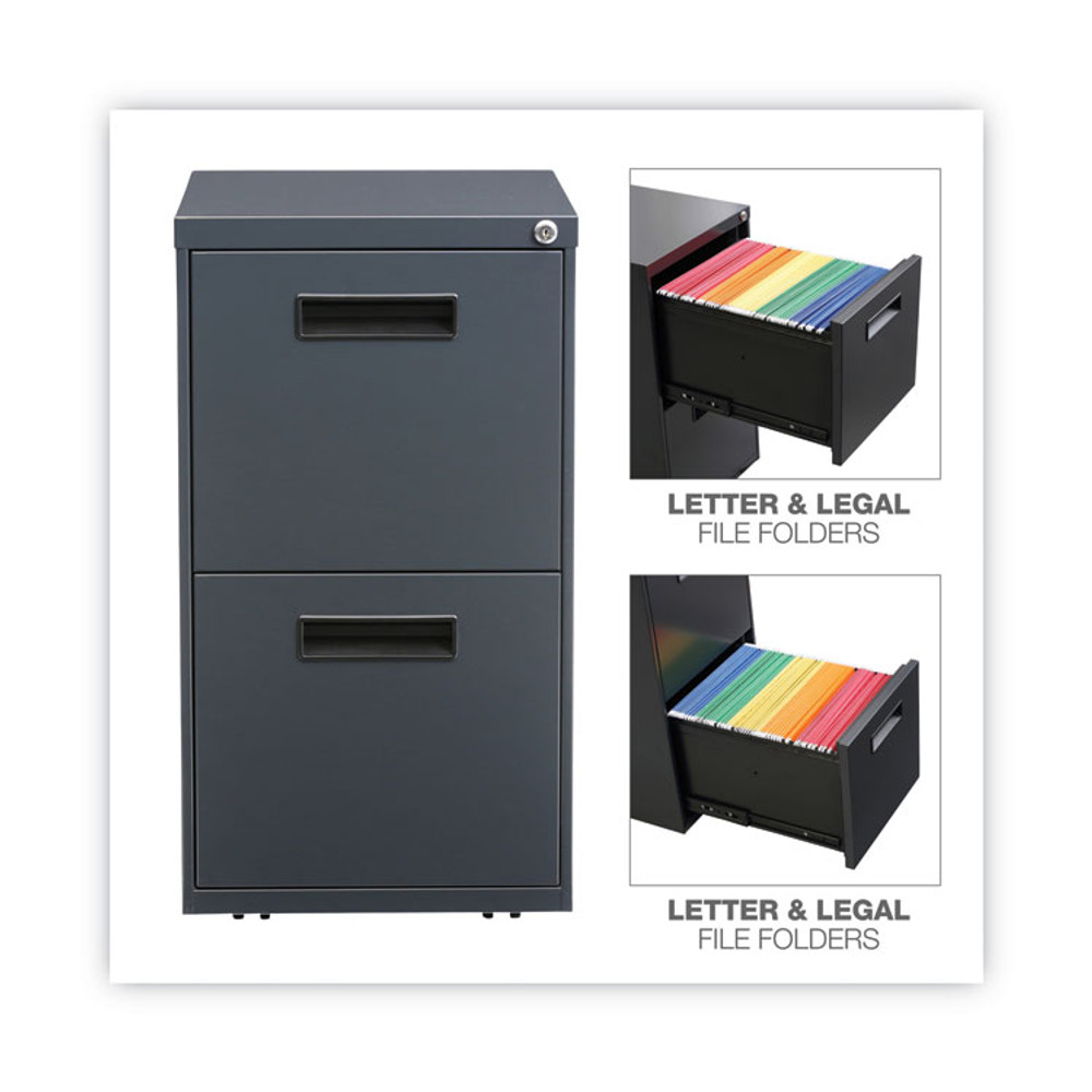ALERA PAFFCH File Pedestal, Left or Right, 2 Legal/Letter-Size File Drawers, Charcoal, 14.96" x 19.29" x 27.75"