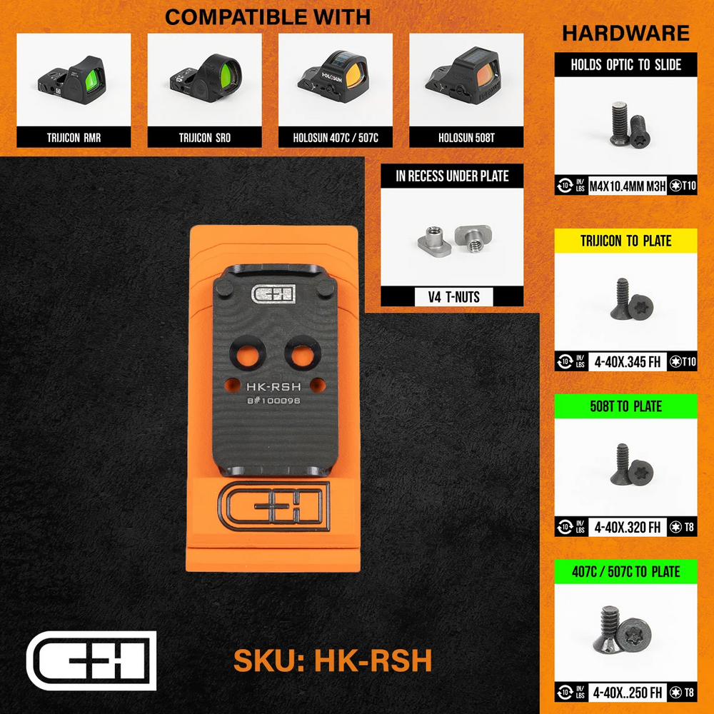 C&H Precision HK-RSH Optics Adapter Plate - HK 2020 VP9 V4 MIL/LEO