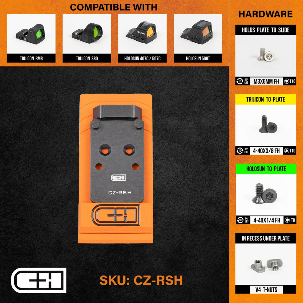 C&H Precision CZ-RSH Optics Adapter Plate - CZ P-10 V4 MIL/LEO