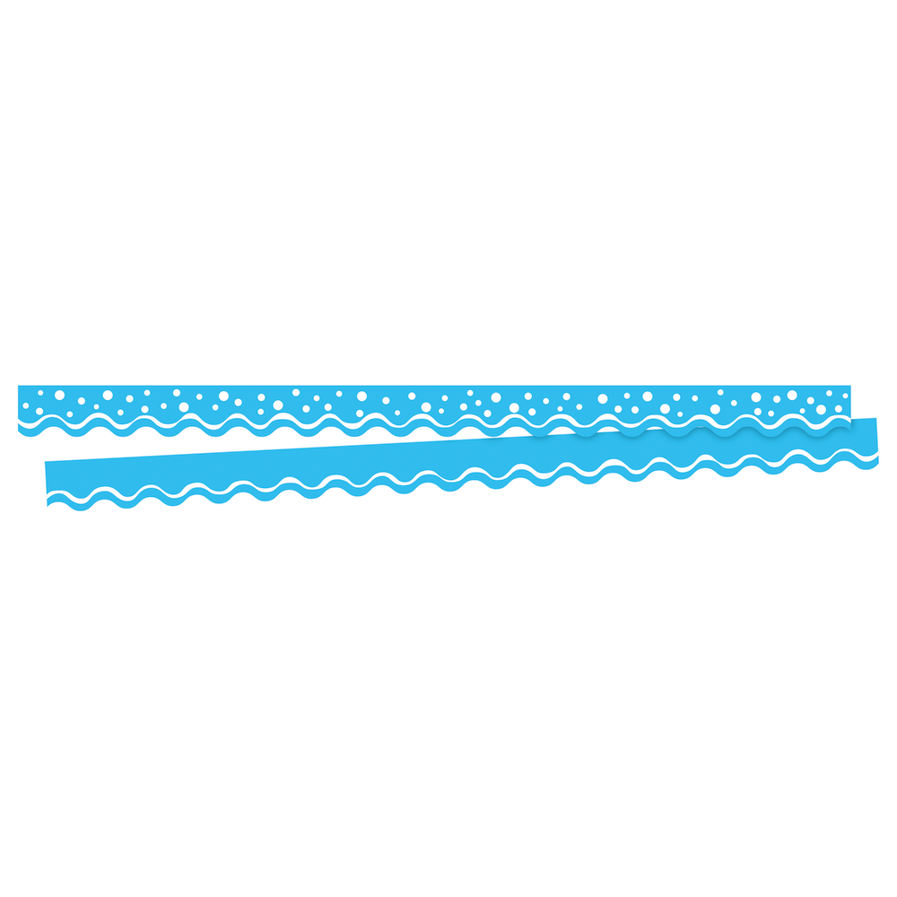 BARKER CREEK PUBLISHING, INC. BC3704 Barker Creek Scalloped-Edge Border Strips, 2 1/4in x 36in, Happy Pool Blue, Pre-K To College, Pack Of 26
