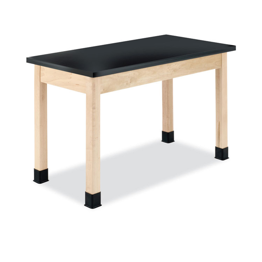 DIVERSIFIED WOODCRAFTS, INC. Spaces™ P7102BK36N Classroom Science Table, 48w x 24d x 36h, Black ChemGuard High Pressure Laminate (HPL) Top, Oak Base