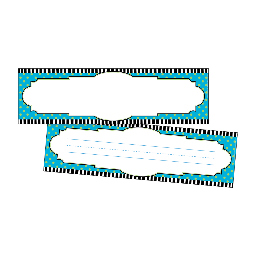 The eye-catching design of these name plates make them a fun way to create a welcoming environment that kids will love to visit and learn in. The double-sided design allows flexible placement just about anywhere in your classroom.  Use to create a bright, colorful classroom that students will feel welcome in.  Double-sided design allows versatile use on bulletin boards and desks or use them as flash cards or signs.  Each name plate measures 12in x 3 1/2in.