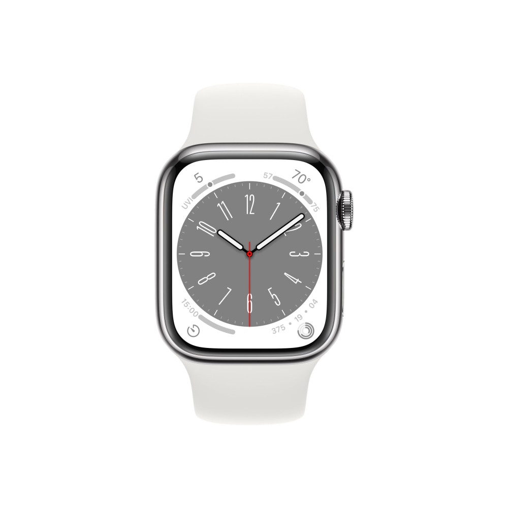 APPLE, INC. Apple MNV73LL/A  Series 8 Smart Watch, 32 GB, 1.61in x 1.38in, Silver/White