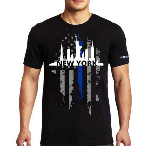 Thin Blue Line NY-LRG-TBL-SHIRT-BLK-L T-Shirt - NY Large, Thin Blue Line