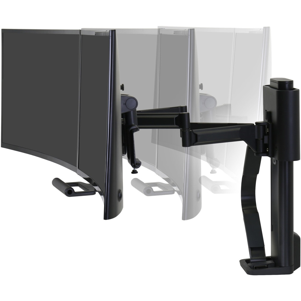 Sustains a maximum load capacity of 21.61 lb  Supports 27in displays  Ergonomic feature for better reliance and usability  Desk Desk Mount takes up far less physical space, thus providing maximum space efficiency