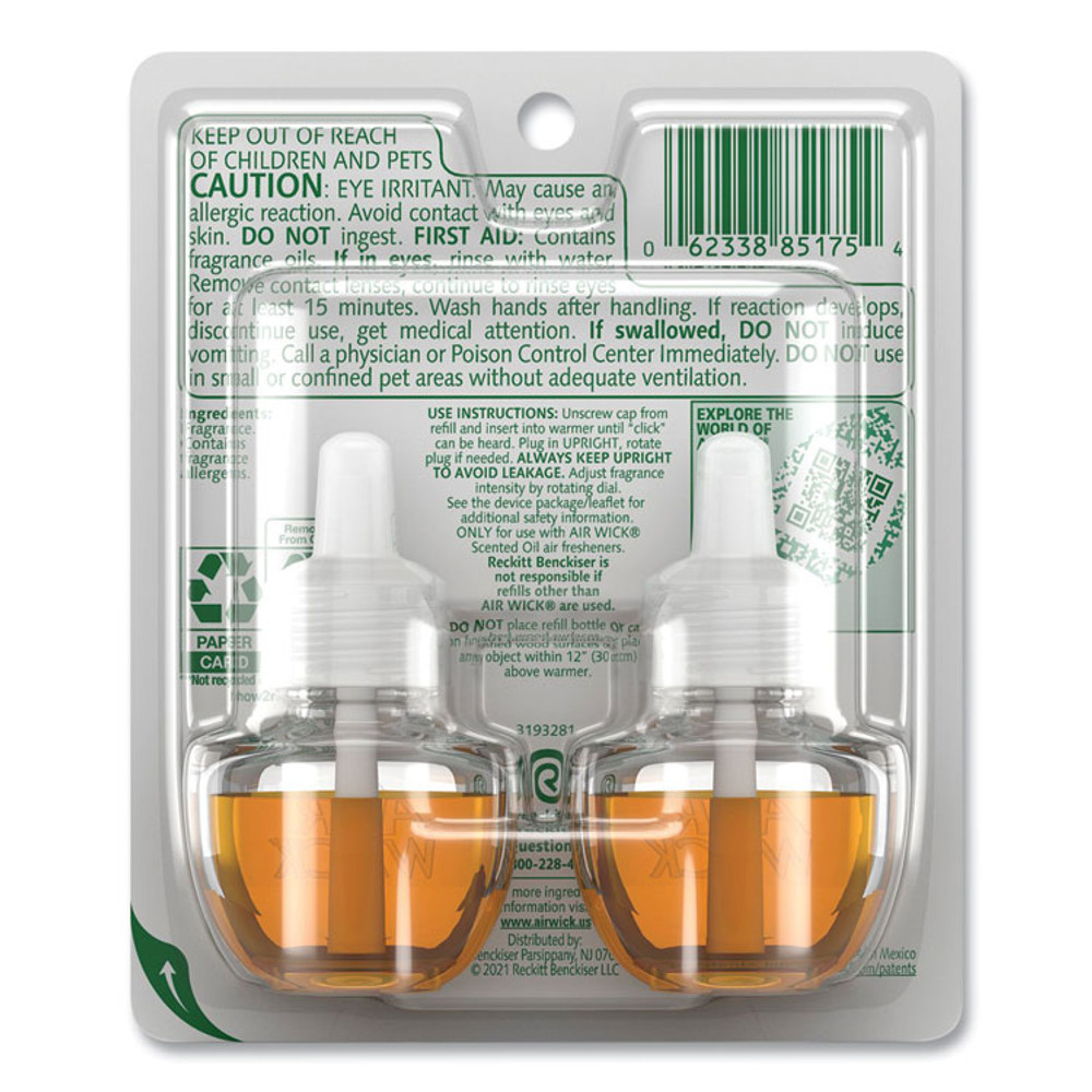 RECKITT BENCKISER Air Wick® 85175CT Scented Oil Twin Refill, Hawai'i Exotic Papaya/Hibiscus Flower, 0.67 oz, 2/Pack, 6 Packs/Carton