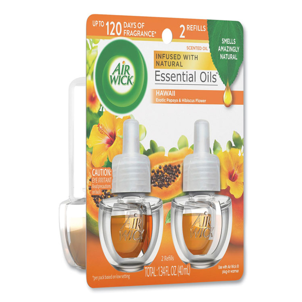 RECKITT BENCKISER Air Wick® 85175CT Scented Oil Twin Refill, Hawai'i Exotic Papaya/Hibiscus Flower, 0.67 oz, 2/Pack, 6 Packs/Carton