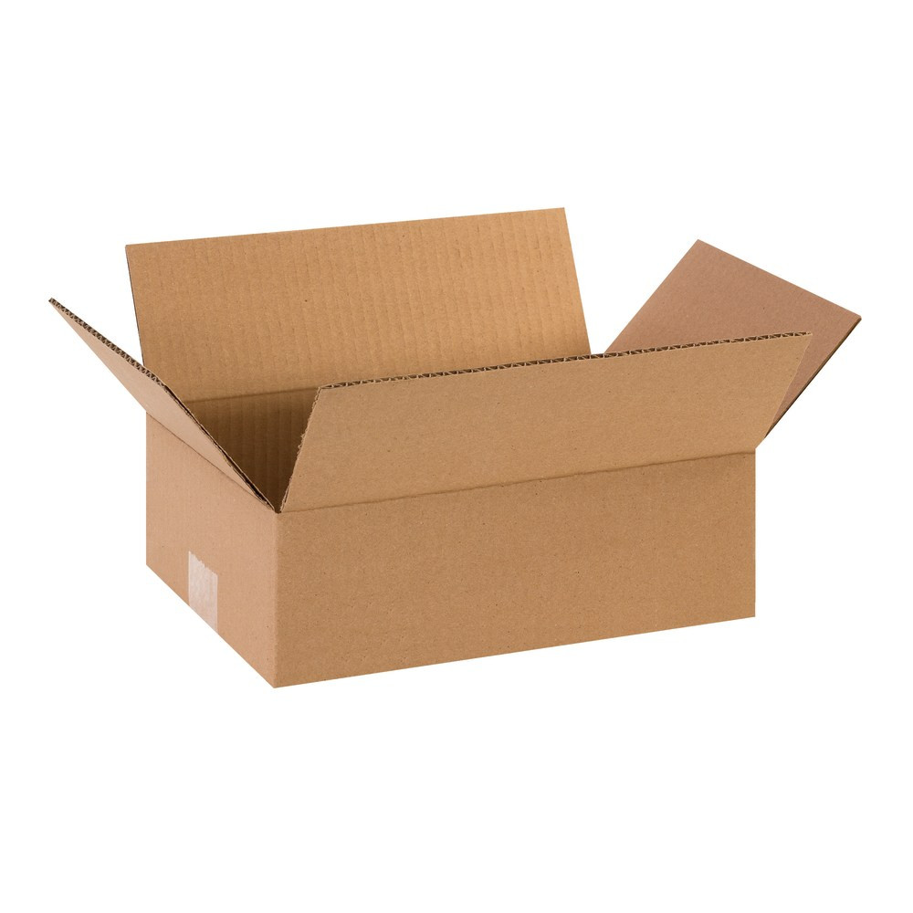 B O X MANAGEMENT, INC. Partners Brand 1284  Flat Corrugated Boxes, 12inL x 8inW x 4inH, Kraft, Pack Of 25