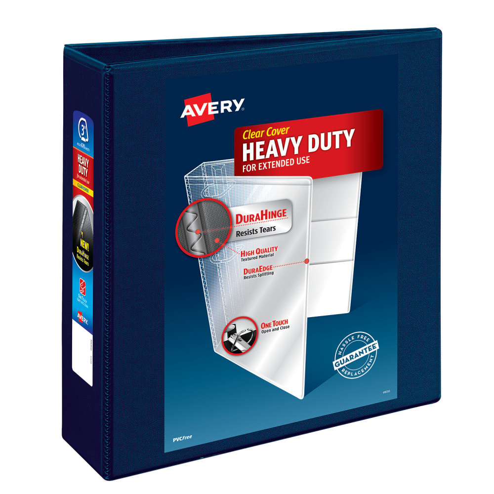 AVERY PRODUCTS CORPORATION 79803 Avery Heavy-Duty View 3 Ring Binder, 3in One Touch EZD Rings, Navy Blue, 1 Binder