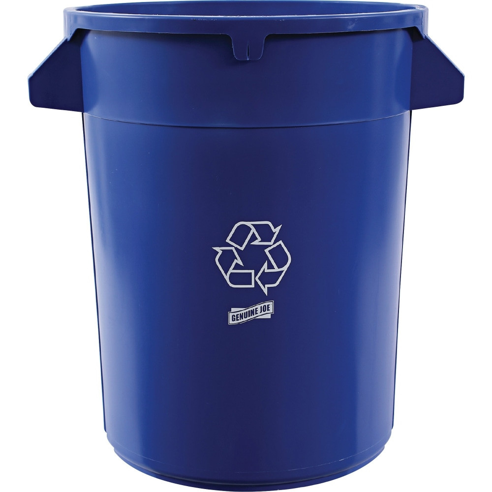 GENUINE JOE 60464  Heavy-duty Trash Container - 32 gal Capacity - Plastic - Blue