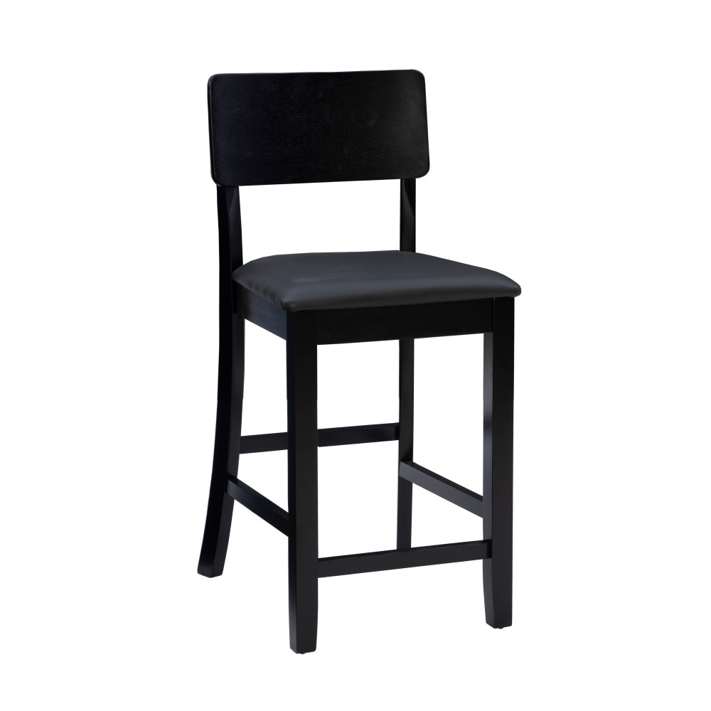 CALIFONE INTERNATIONAL, INC. Linon 01854BLK-01-KD-U  Dayton Faux Leather Counter Stool, Black/Dark Brown