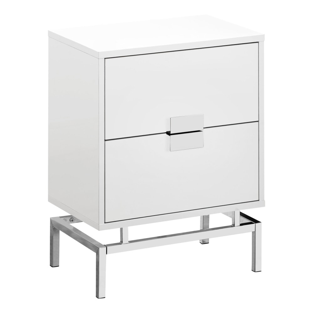 MONARCH PRODUCTS I 3490 Monarch Specialties Retro 2-Drawer Accent Table, Rectangular, White/Chrome