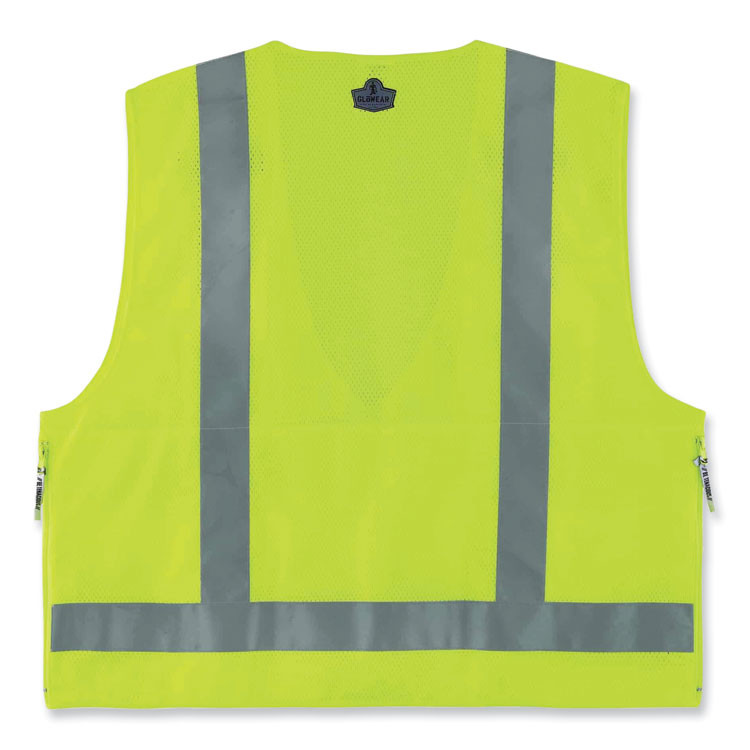 TENACIOUS HOLDINGS, INC. ergodyne® 21425 GloWear 8250Z Class 2 Surveyors Zipper Vest, Polyester, Large/X-Large, Lime