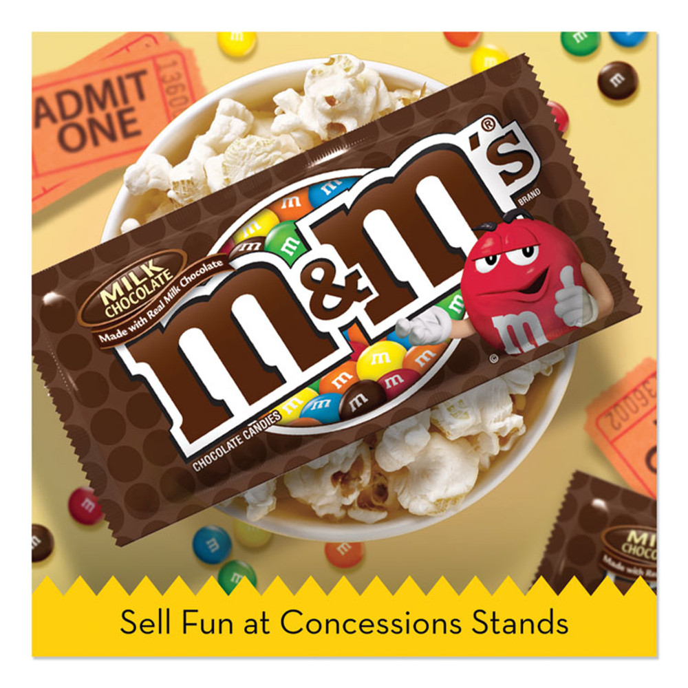 MARS, INC. & M's® 49990 Chocolate Candies, Milk Chocolate, Individually Wrapped, 1.69 oz, 36/Box