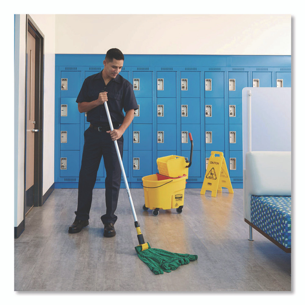 RUBBERMAID COMMERCIAL PROD. H236 Gripper Vinyl-Covered Aluminum Mop Handle, 1.13" dia x 60", Gray/Yellow