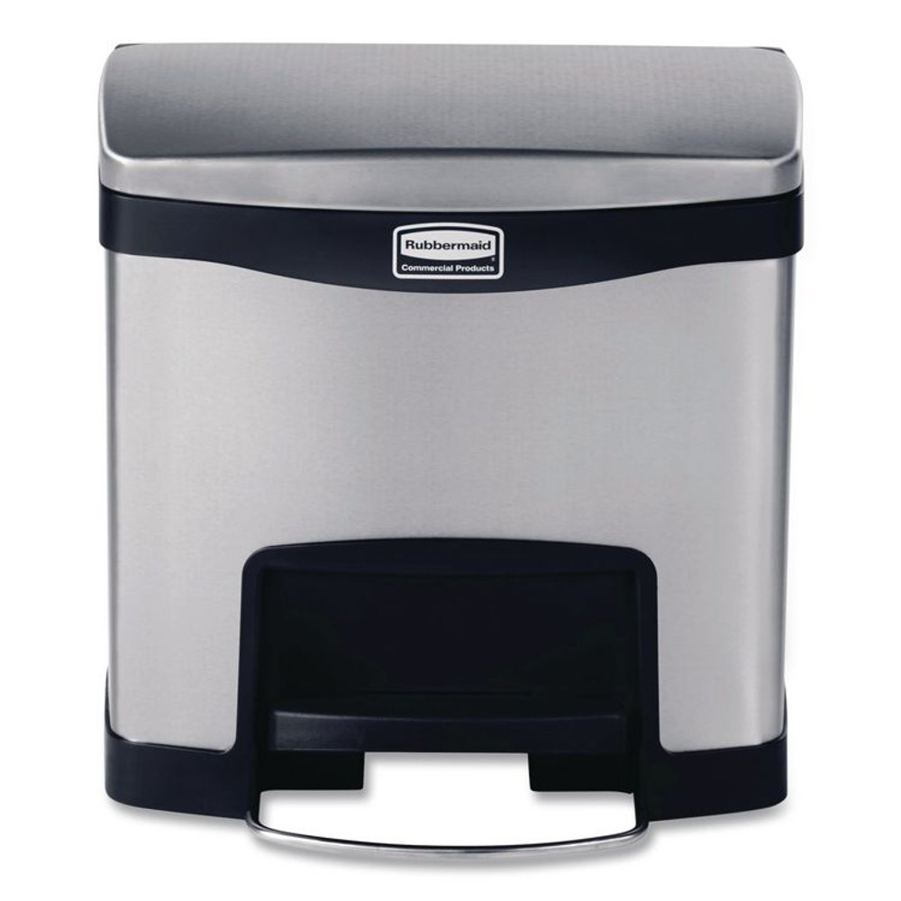 RUBBERMAID COMMERCIAL PROD. 1901982 Slim Jim Stainless Steel Step-On Container, Front Step Style, 4 gal, Stainless Steel, Black