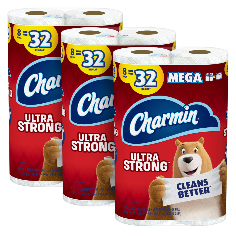 THE PROCTER & GAMBLE COMPANY 61101CT Charmin Ultra Strong Mega Roll 2-Ply Toilet Paper, 264 Sheets Per Roll, 8 Rolls Per Pack, Carton Of 3 Packs