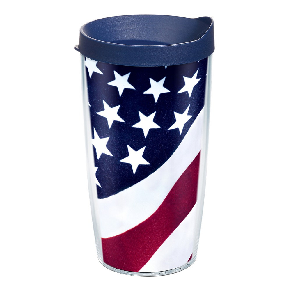 TERVIS TUMBLER COMPANY Tervis 01091183  Colossal Tumbler With Lid, American Flag, 16 Oz, Clear