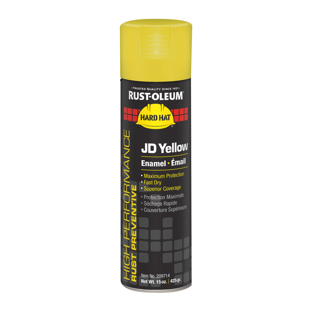 RUST-OLEUM CORPORATION 209714 Rust-Oleum Hard Hat High Performance V2100 System Rust Preventive Enamel Farm Equipment Spray Paint, 15 Oz, Gloss JD Yellow, Case Of 6 Cans