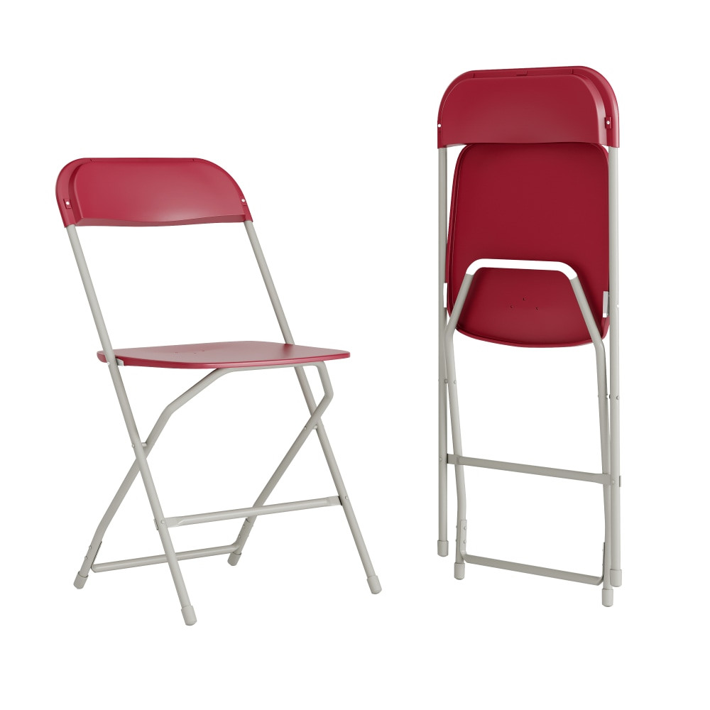 FLASH FURNITURE 2LEL3RED  Hercules Plastic Folding Chairs With 650-lb Capacity, Red/Gray, Set Of 2 Chairs