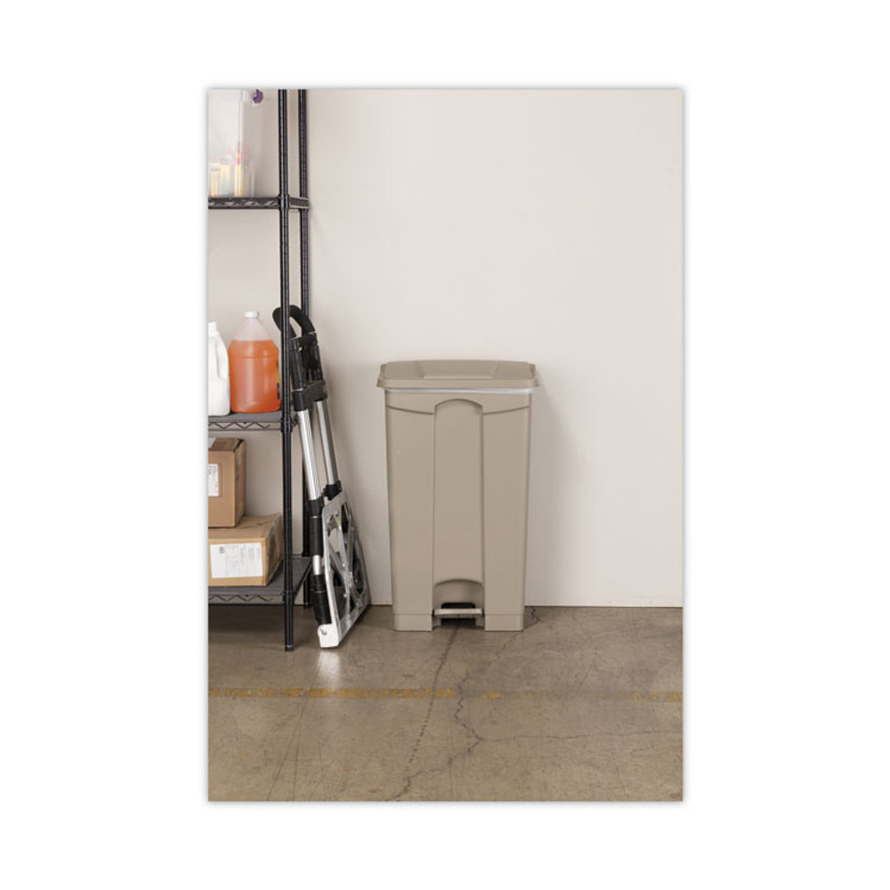 SAFCO PRODUCTS 9923TN Large Capacity Plastic Step-On Receptacle, 23 gal, Plastic, Tan