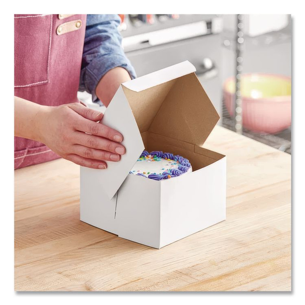 SOUTHERN CHAMPION TRAY SCT® 0909 White One-Piece Non-Window Bakery Boxes, 6 x 6 x 4, White, Paper, 250/Bundle