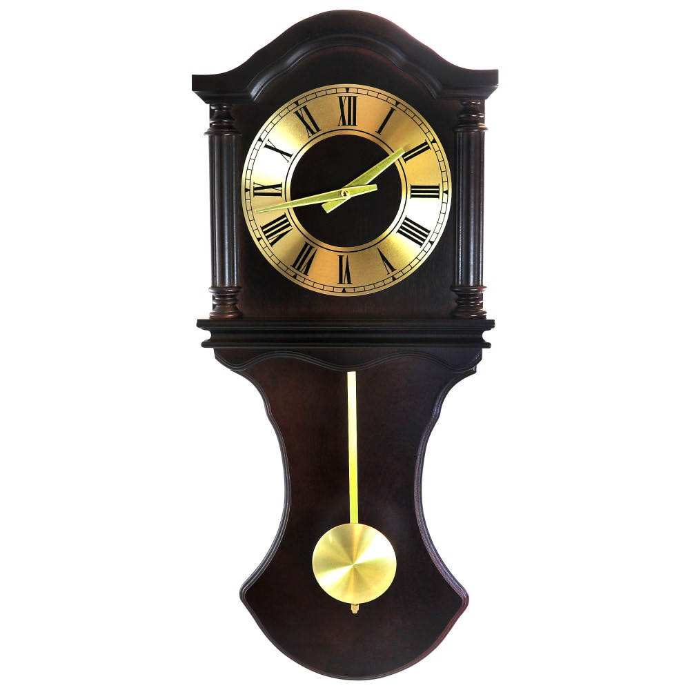 MEGAGOODS, INC. Bedford Clocks 99593898M  Wall Clock, 27-1/2inH x 11-3/4inW x 4-3/16inD, Chocolate Brown