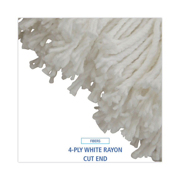 BOARDWALK 716RCT Cut-End Lie-Flat Wet Mop Head, Rayon, 16 oz, White, 12/Carton