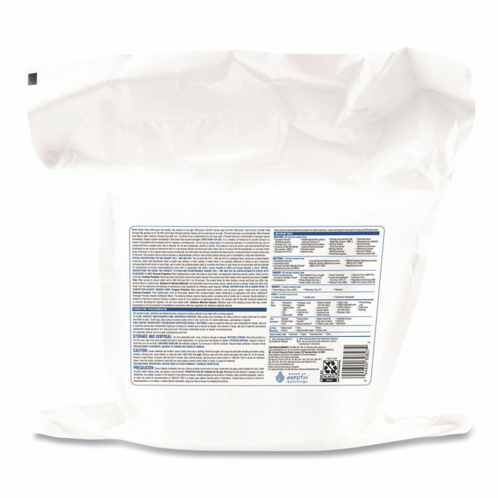 CLOROX SALES CO. Healthcare® 30827 Hydrogen Peroxide Cleaner Disinfectant Wipes, 12 x 11, Unscented, White, 185/Pack, 2 Packs/Carton