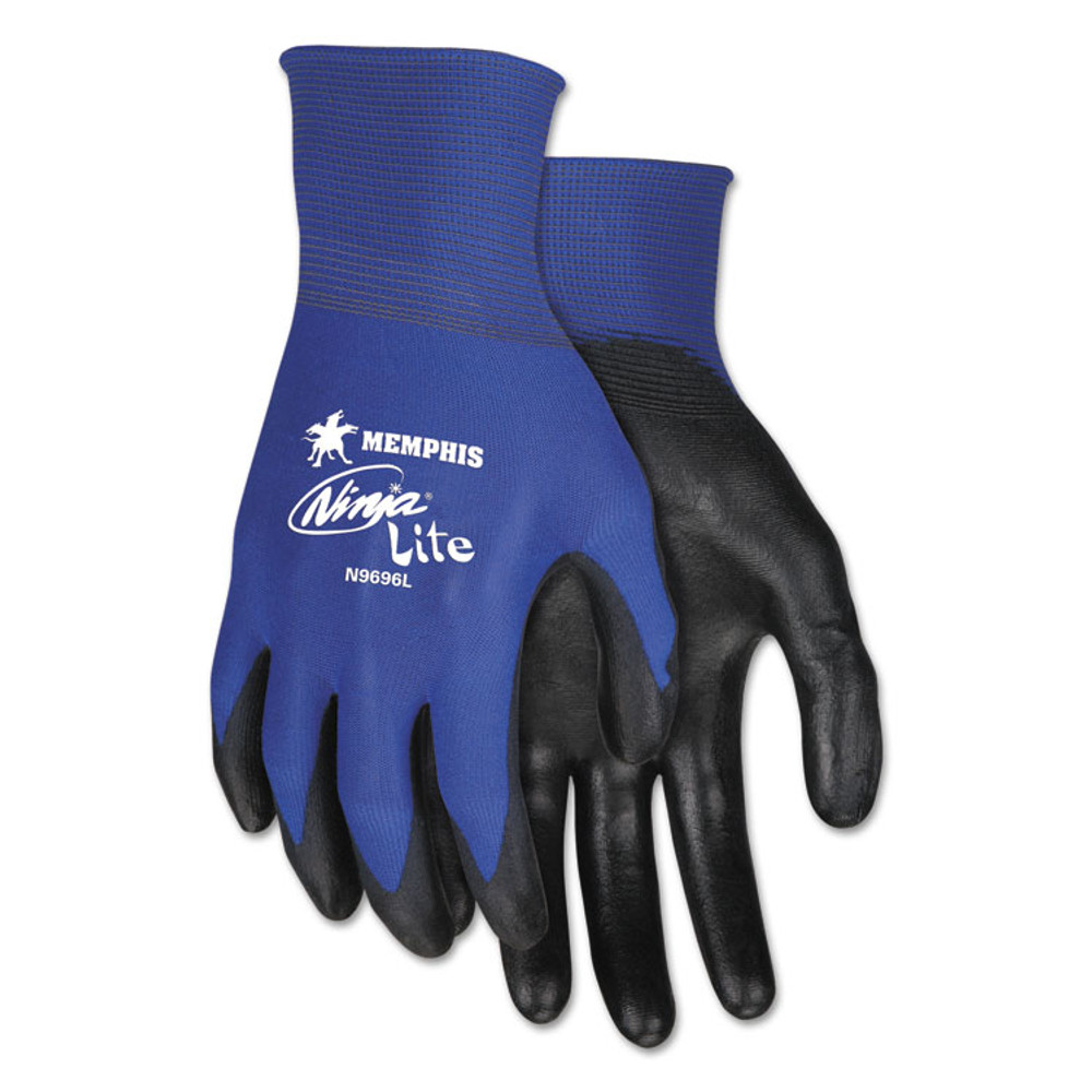 MCR SAFETY N9696M Ultra Tech Tactile Dexterity Work Gloves, EN388: 4131, Medium, Blue/Black, 12 Pairs