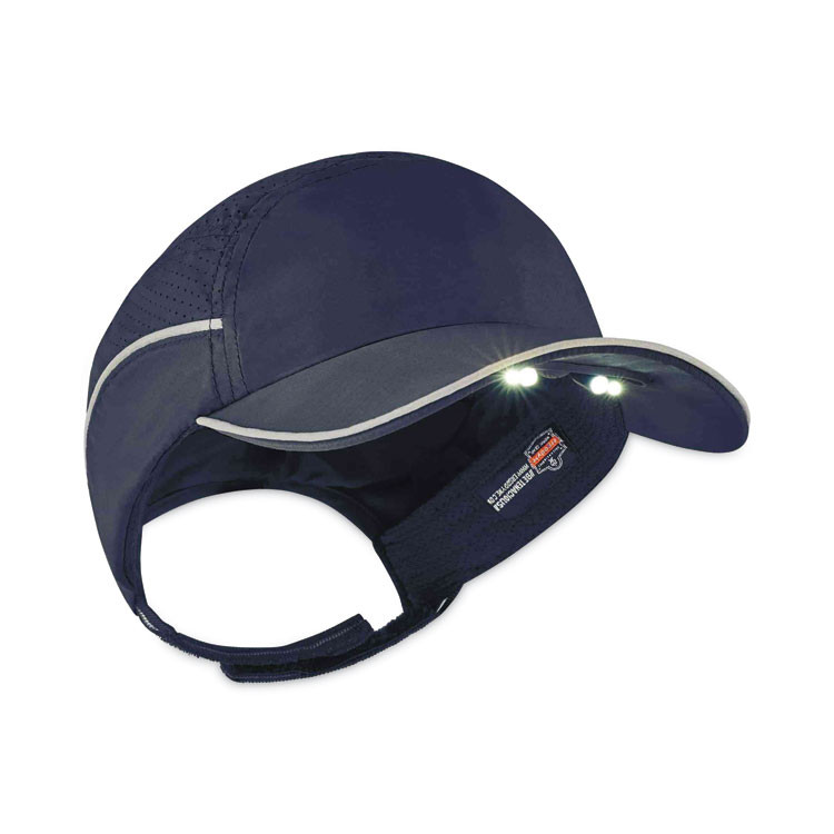 TENACIOUS HOLDINGS, INC. ergodyne® 23339 Skullerz 8965 Lightweight Bump Cap Hat with LED Lighting, Long Brim, Navy