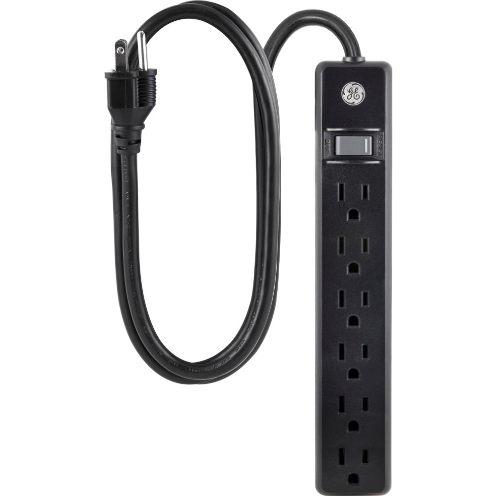 JASCO 14088 GE 6-Outlet Power Strip, 6ft Cord, Black