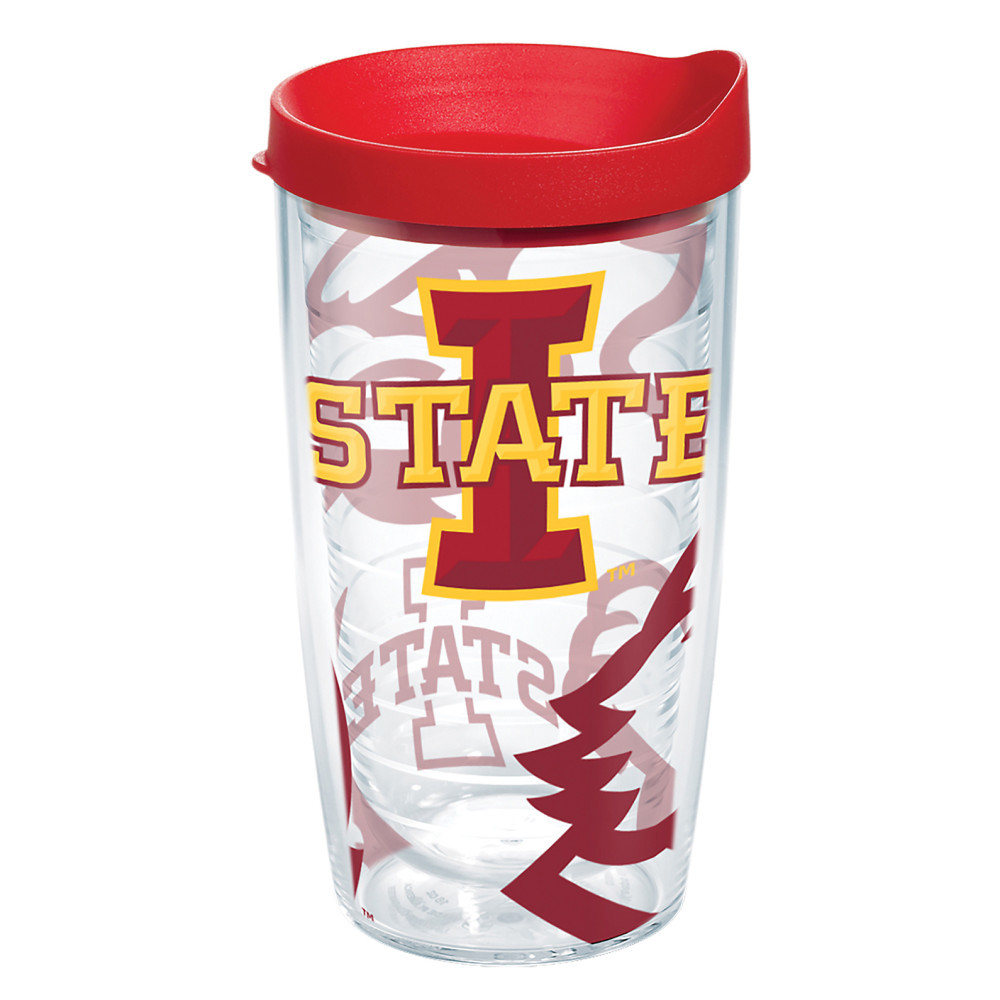 TERVIS TUMBLER COMPANY Tervis 1289780  Genuine NCAA Tumbler With Lid, Iowa State Cyclones, 16 Oz, Clear
