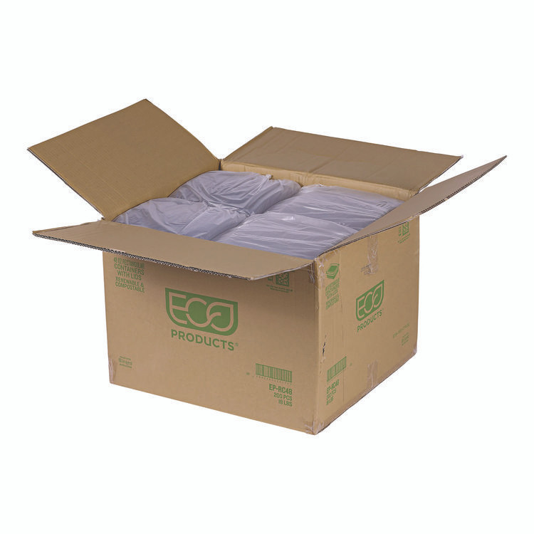 ECO-PRODUCTS,INC. EP-RC48 Renewable and Compostable Rectangular Deli Containers, 48 oz, 8 x 6 x 2, Clear, Plastic, 50/Pack, 4 Packs/Carton