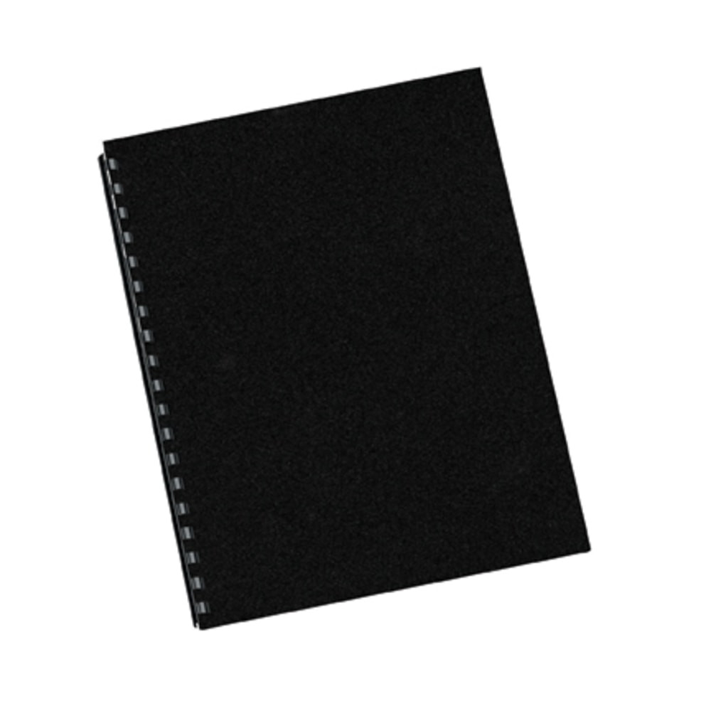 Designer style recyclable binding covers for that finished presentation look!  Premium heavyweight material.  Solid, frosted or lined patterns.  14 mil thick polypropylene covers.  Color: Black  Contains Recycled Content - See Specs for Details.