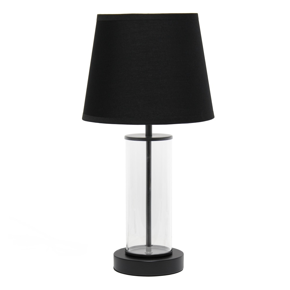 ALL THE RAGES INC Simple Designs LT2081-BOB  Encased Metal Table Lamp, 16-15/16inH, Black Shade/Black And Clear Base