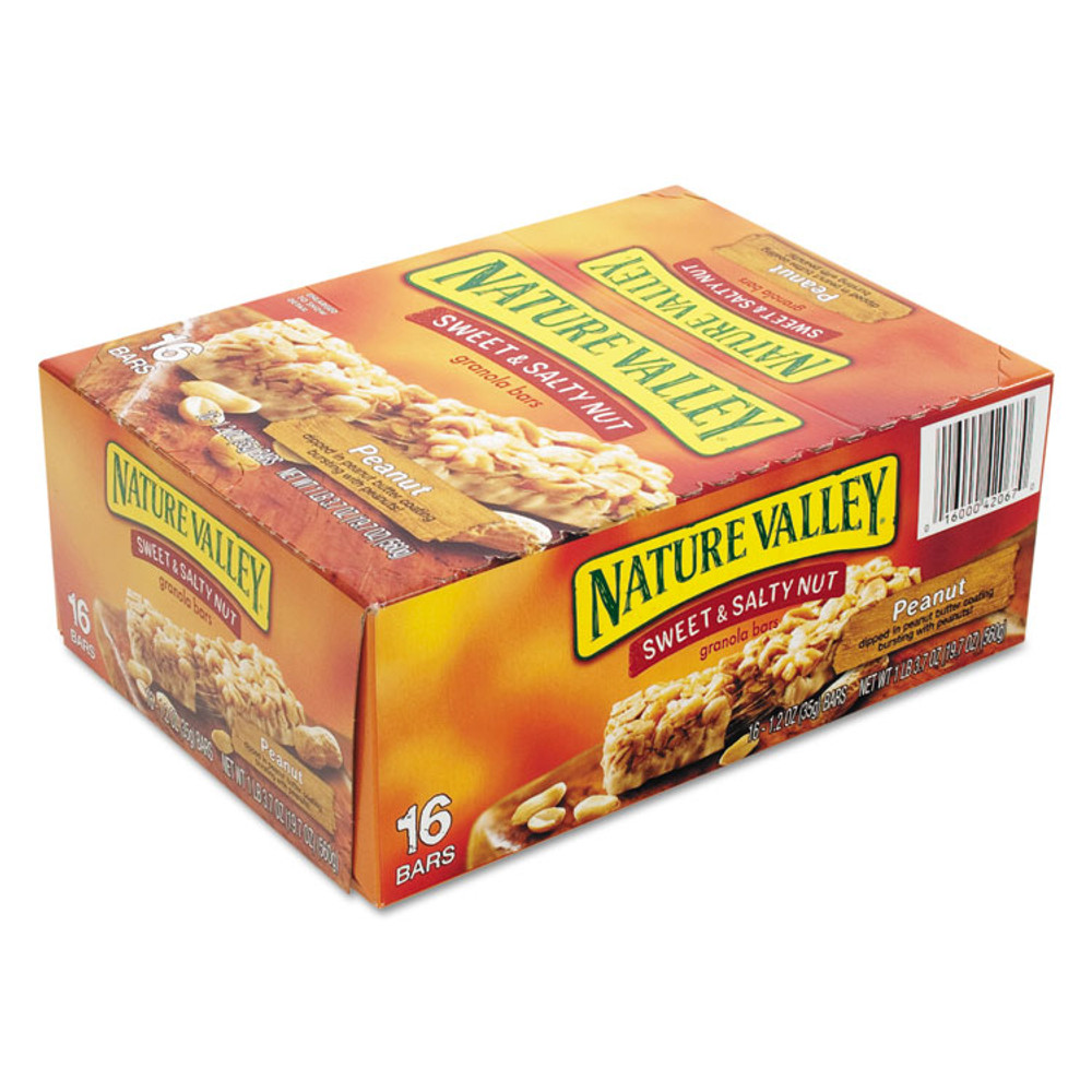 GENERAL MILLS Nature Valley® SN42067 Granola Bars, Sweet and Salty Nut Peanut Cereal, 1.2 oz Bar, 16/Box